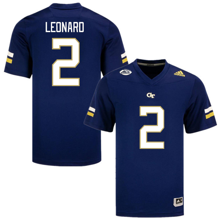 Men-Youth #2 Dylan Leonard Georgia Tech Yellow Jackets 2023 College Football Jerseys Stitched-Navy